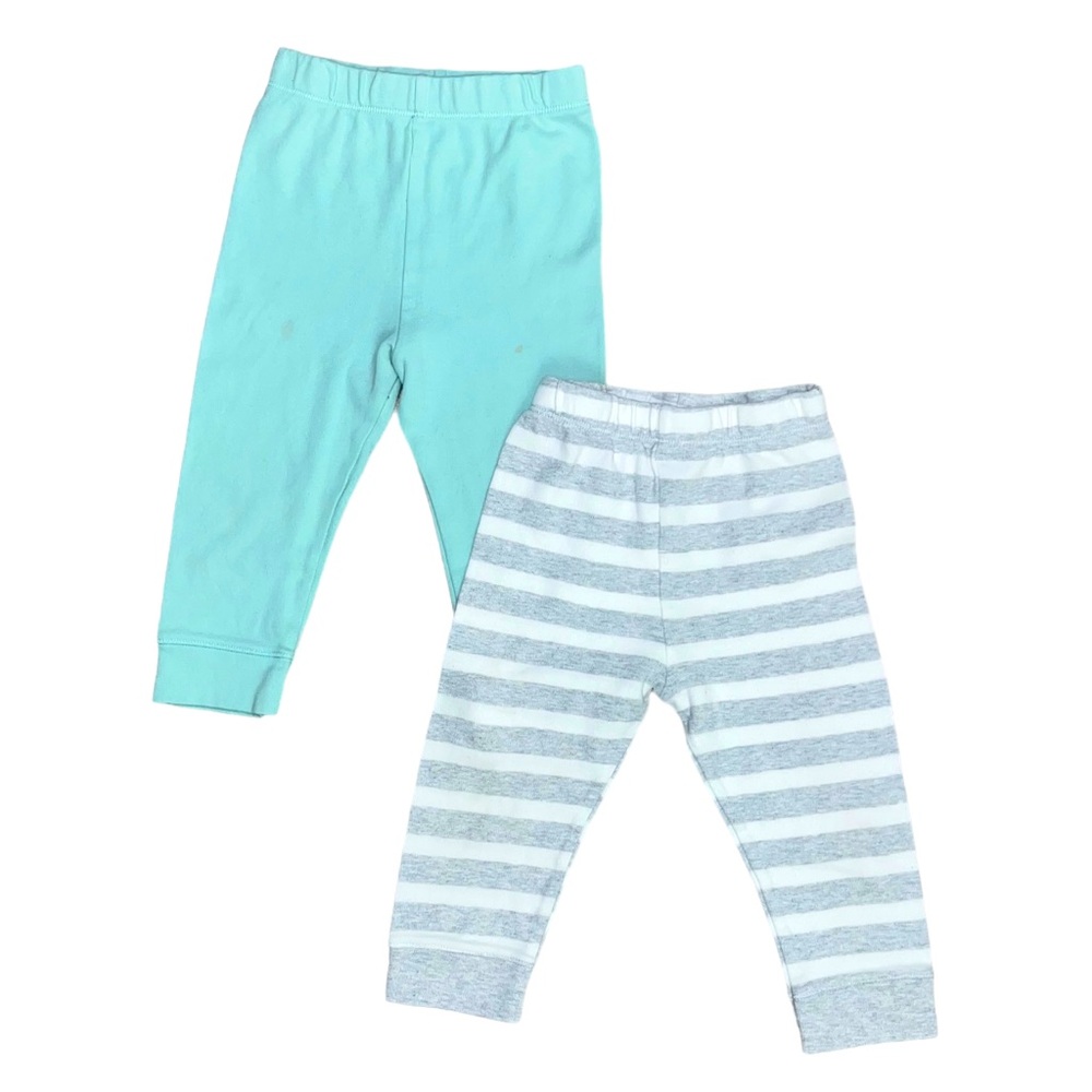 Cloud Island Leggings 12 Months Gray Stripe Light Teal